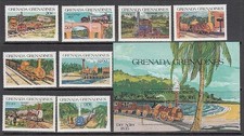 Grenade-Grenadines - Courrier Yvert 547/54+H.87/8 ** MNH Trains