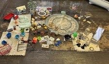Miniature Doll House Accessories lot over 70 pcs vintage Belgium rug brass metal