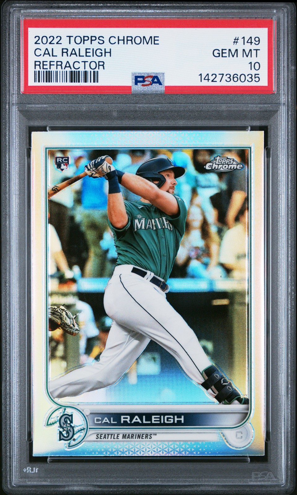 2022 TOPPS CHROME REFRACTOR #149 CAL RALEIGH ROOKIE RC PSA 10