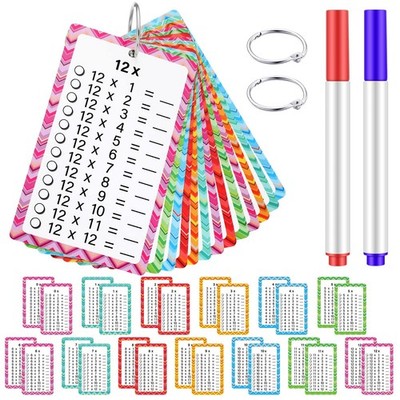 17 Pcs Multiplication Flashcards with Dry Erase Markers