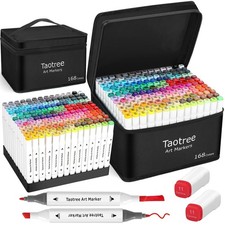 Alcohol Markers Set 168 Colors with Case  Holders, Dual Tips Art Coloring Ma...