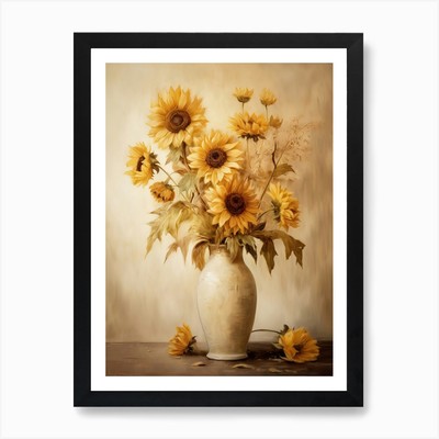 Sonnenblume, Herbst Herbst Blumen sitzen gerahmtes Wandbild Poster Leinwanddruck Bild