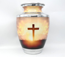 Cross in Sky Cremation Urn for Human Ashes - Handmade Urns Suitable for Cemetery
