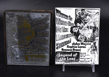 VTG Printing Letterpress Printer Block LEGEND OF THE LOST Movie Wayne, Loren
