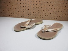 Sperry womens tan an brown leather ParrotFish thong sandals 9 M