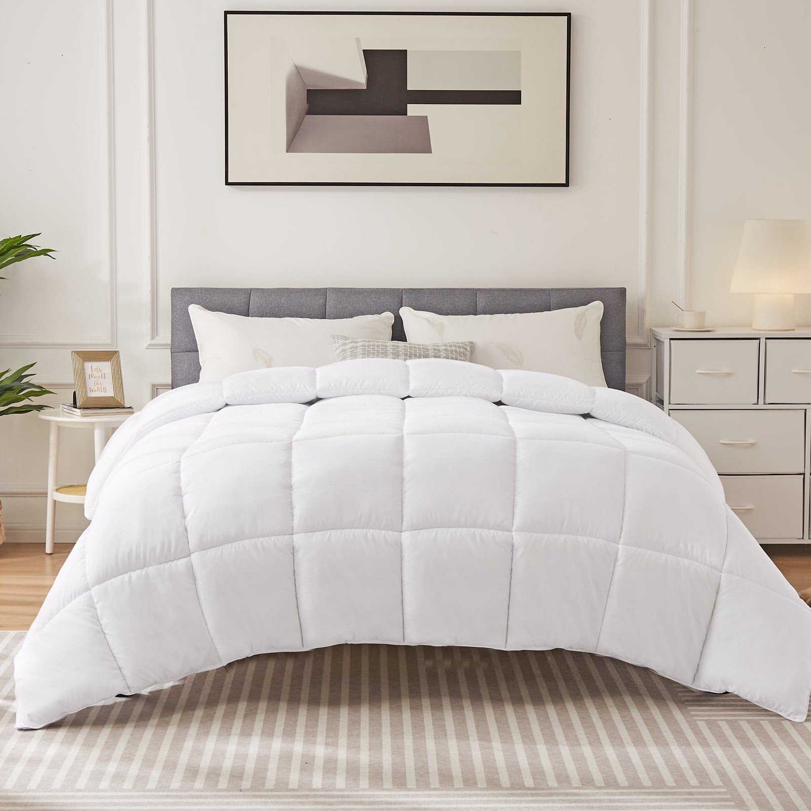 GIANNA Comfort  Lightweight Duvet Insert Comforters Queen Size,88" x 88", White