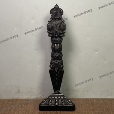 Old Black Ebony Dorje Vajra Hand Carved Collectible Artifact 10.24''