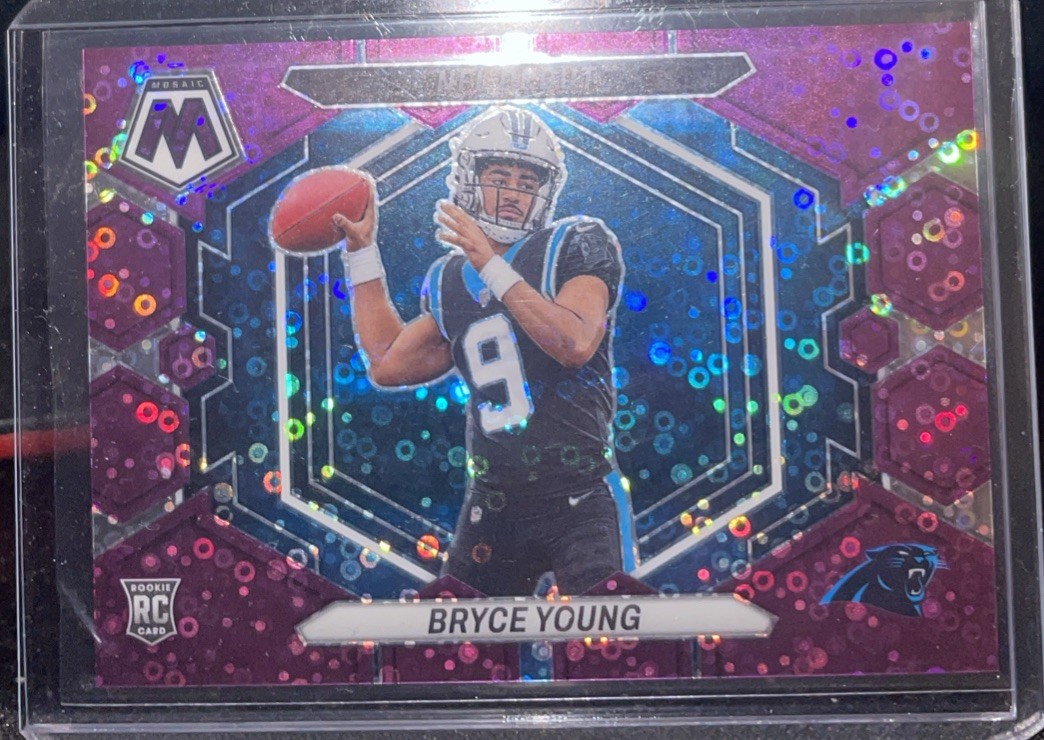 2023 Panini Mosaic Bryce Young Rookie Purple No Huddle Disco /50 NFL Debut