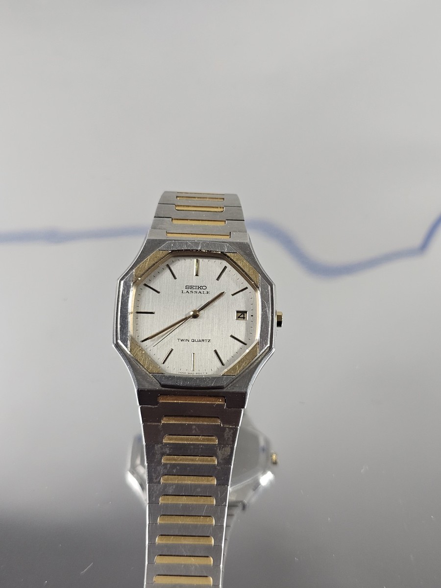Vintage Seiko Lassale Twin Quartz Men's Watch 9442-5019 funciona