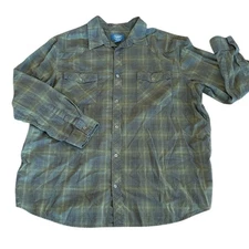 Foundry Supply Green Blue Plaid Button Down Shirt Size XXL