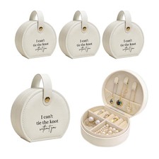 Bridesmaid Proposal Gift Boxes Set of 4, Travel Jewelry Case, White Leather J...