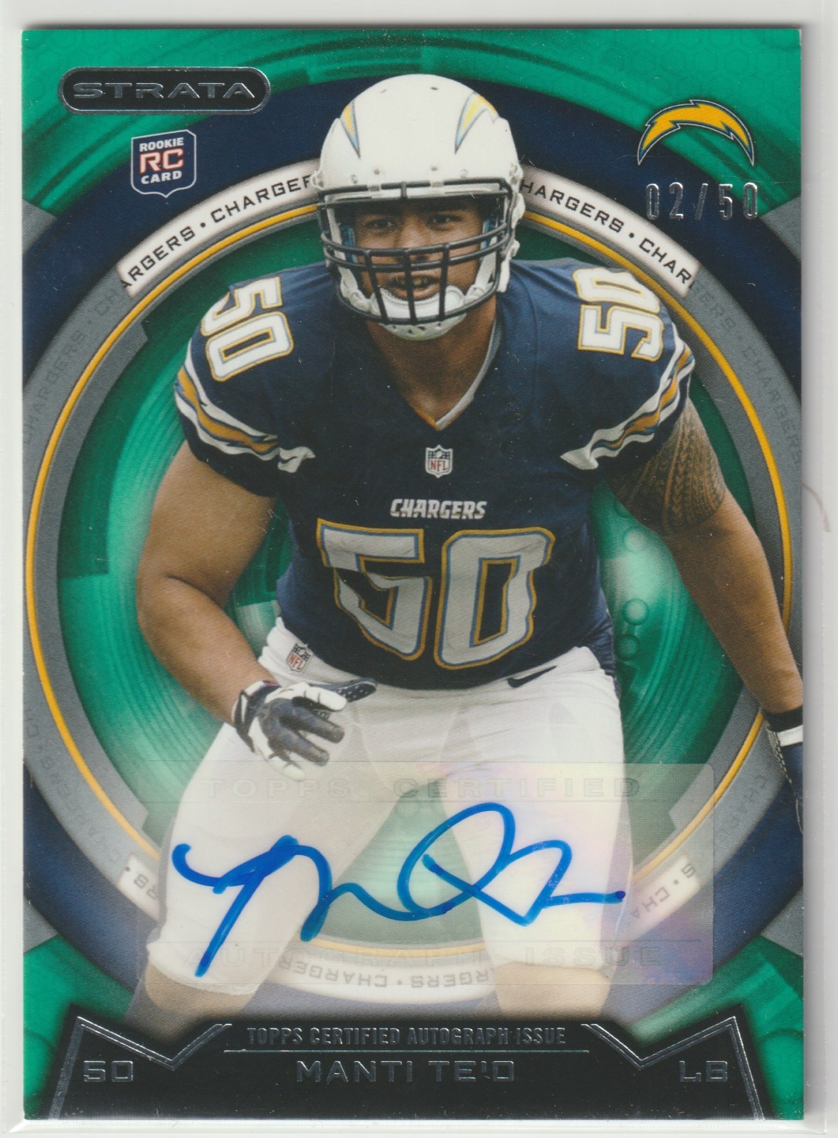 Manti Te'o Topps Strata #65 Autograph-Emerald