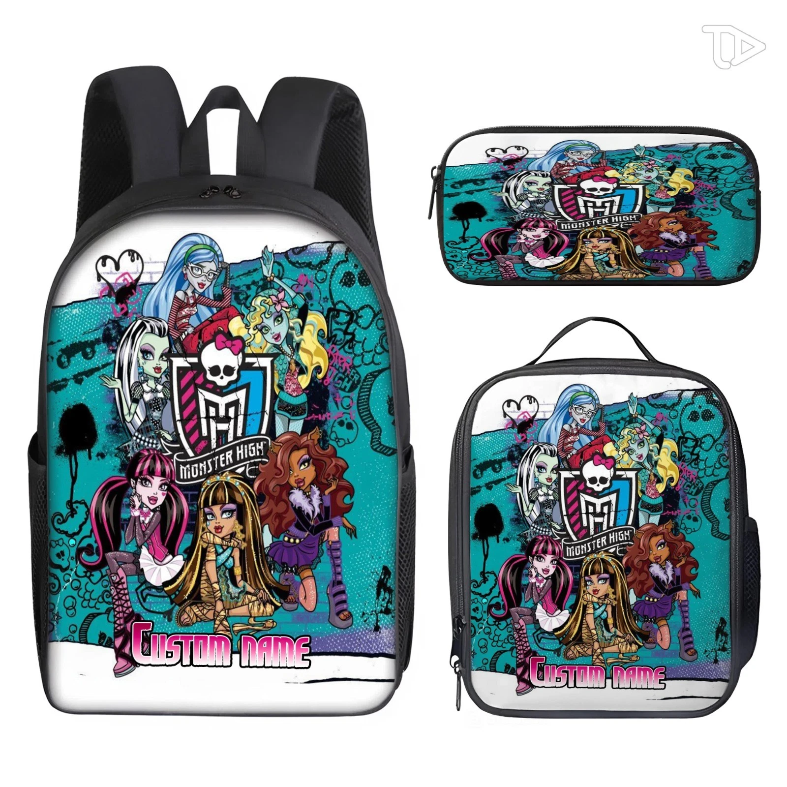 Personalized Monster Inspired Kids Backpack Set, Custom Name School Bag