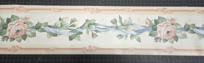 Floral Wallpaper Border Pink Flowers Green Vines Wall Decor WR5853B 7in x 15ft