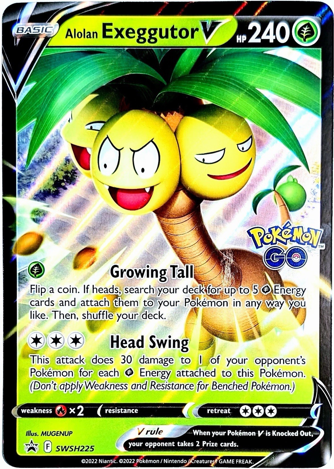 Alolan Exeggutor V SWSH225 Black Star Promo Holo POKEMON GO Card TCG 2022 NM