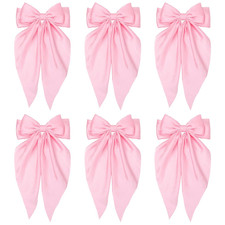 6 PCS Silky Satin Hair Bows, Oversized Long Tail Bows with Barrette Clips, Coque