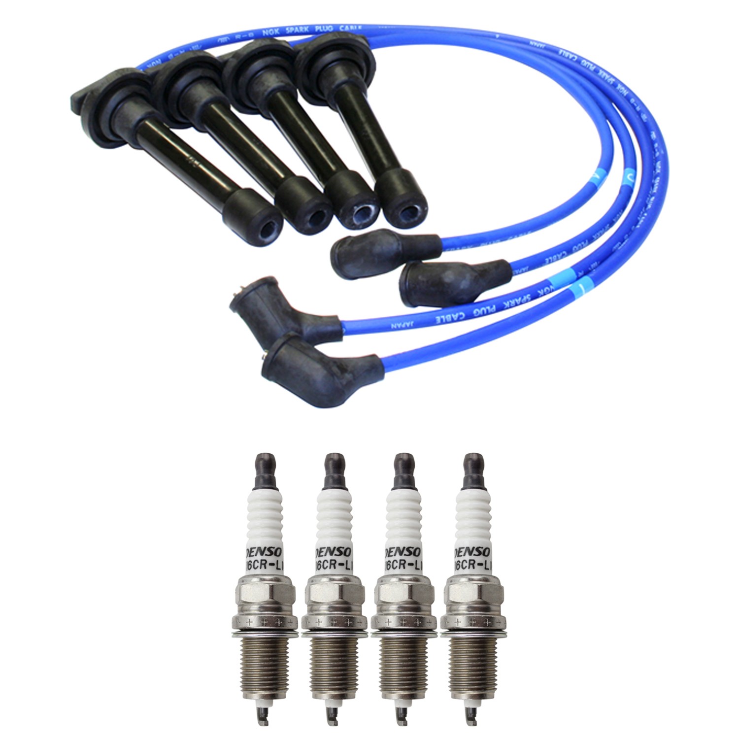 NGK Wire Set  Denso 4 Standard Spark Plugs Kit for Civic del Sol S 1.5L L4 NA