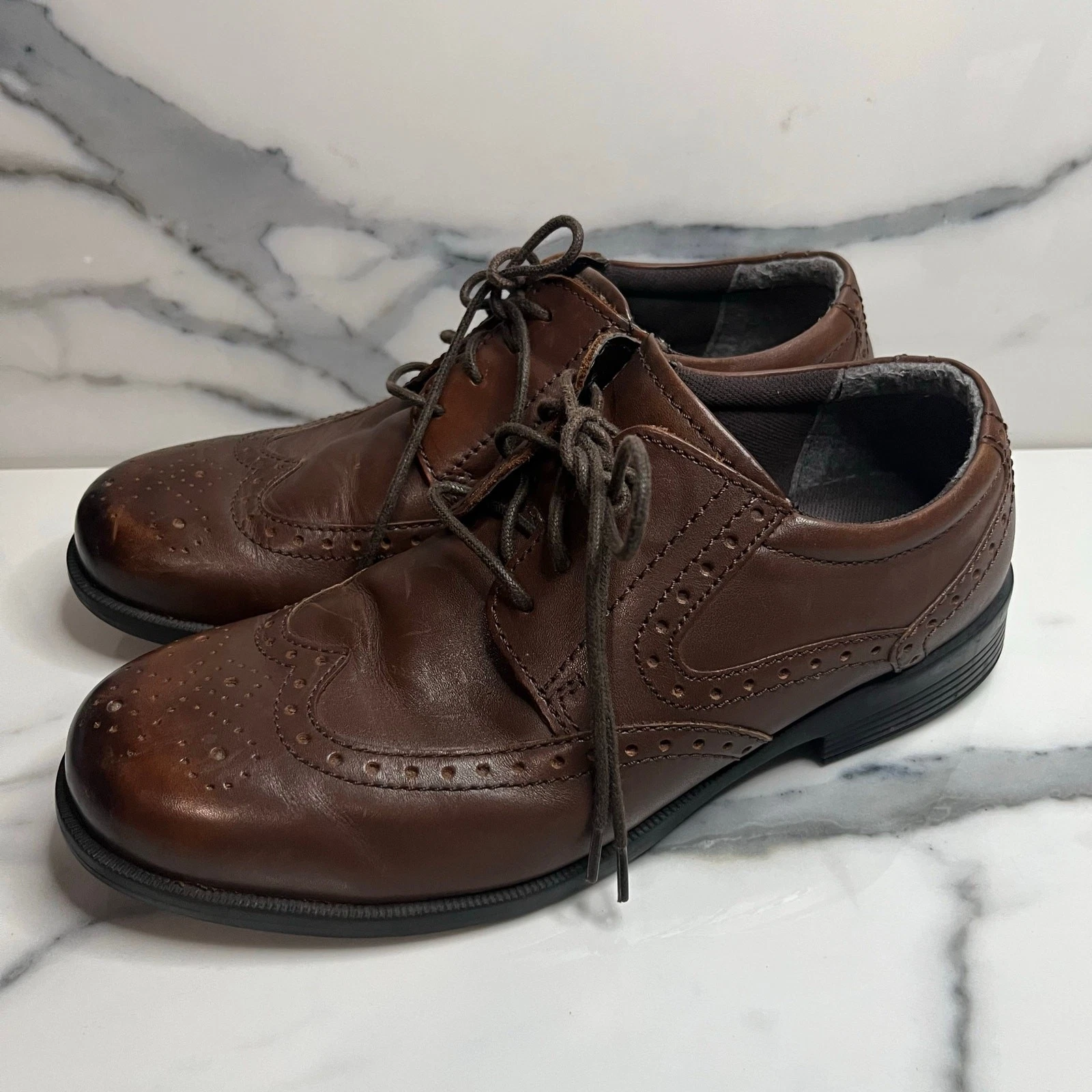 THOM BROWNE Thom McAn Scarpe eleganti Oxford classiche da uomo in pelle marrone bismark taglia 8 5