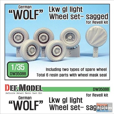 DEFDW35088 1:35 DEF Model German Wolf Lkw gl light Sagged Wheel Set (REV kit)