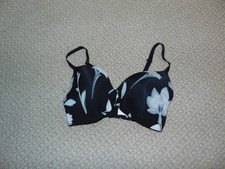 NEVER WORN AUDEN WOMEN'S THE BLISS WIRELESS BLACK FLORAL BRA-SIZE 34DD- FREE SHP