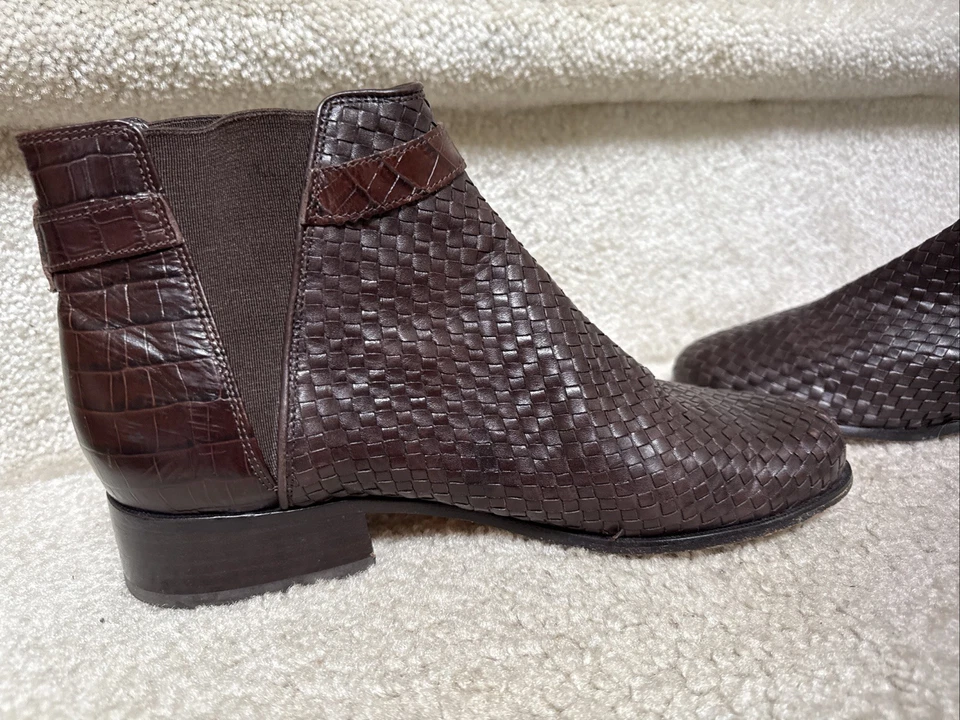 Botines Brighton para mujer de cuero tejido marrón talla 8,5 Foto 2 de 4