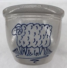 David Eldreth Pottery Salt Glazed Small Sheep Crock 1992