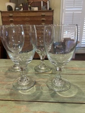 Libbey Teardrop Glasses Set of 4 Premier Water/Ice Tea Stem Footed Goblets 7" 