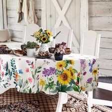 Oval Spring Summer Tablecloth 54 x 72 inches, Spring Floral Watercolor Table ...