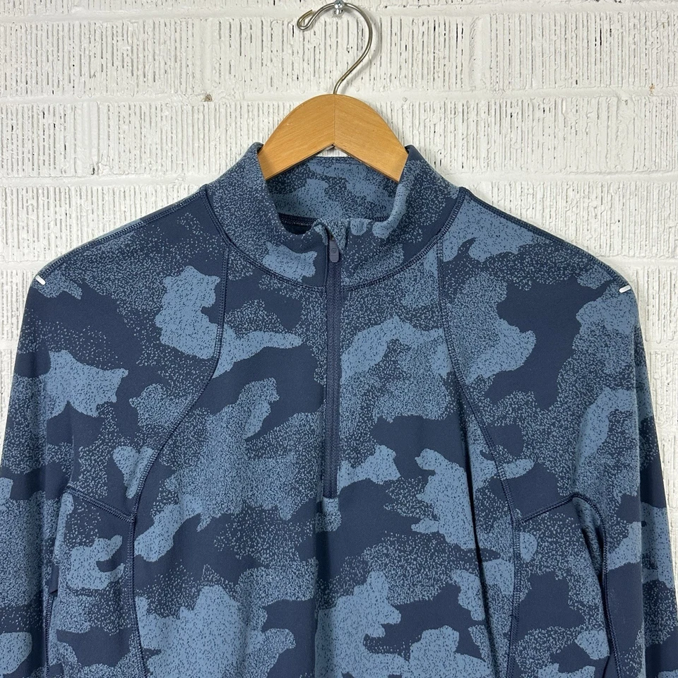 Pullover Lululemon Its Rulu Run Recortado Media Cremallera Camuflaje Jacquard Azul Marino Verdadero Talla 14 Foto 4 de 4