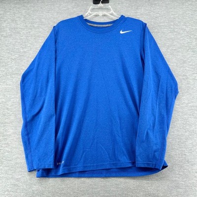 Nike Dri-Fit Long Sleeve T-Shirt Mens Medium Blue Legend Training Performance