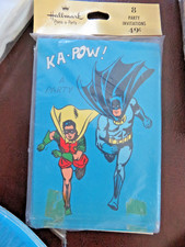 1966 HALLMARK Batman & Robin 8 Paper Party Invitations New Rare Original package