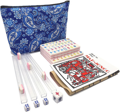 American Mini Mahjong Set 166 Mahjong Tiles 0.9-Inch American Mahjong Game Pink
