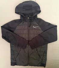Nike Mens Medium Black Hooded Hybrid Quilted Insulated Full Zip Jacket