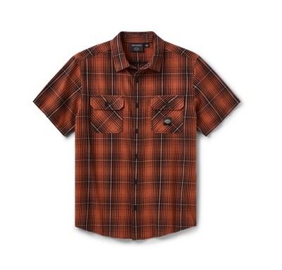 Harley-Davidson Hemd Vintage Plaid, Baumwolle, Schwarz/Orange