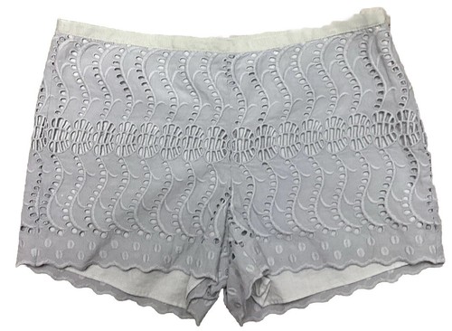 J. Crew Shorts Women's 2 Gray Embroidered Lace Eyelet Lined Scalloped Hem NEW
