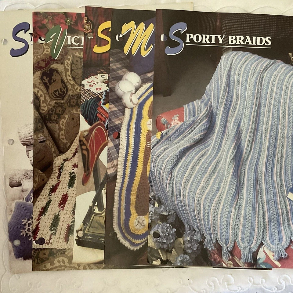 Annie’s Crochet Quilt & Afghan Club Patterns Lot of 5 Sports Car Baseball Xmas - Image 2 of 4