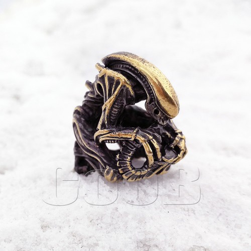 UNIQUE Bronze Bead Beads Charm Pendant ALIEN for Knife Lanyard Paracord Bracelet - Picture 3 of 11