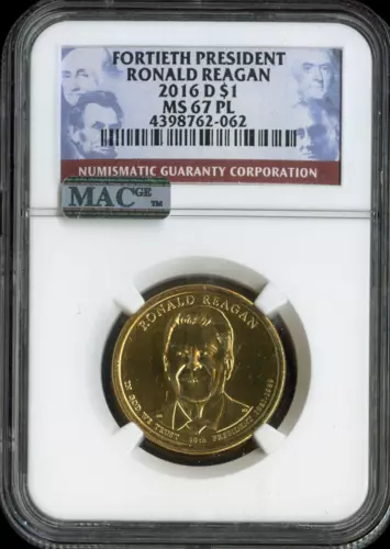 2016-D Ronald Reagan Dollar NGC MS67 Proof Like - 40th U.S President