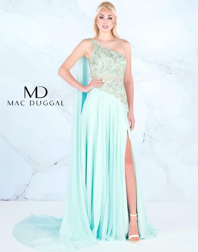 Maxi Vestido MAC DUGGAL 66846A Como Nuevo Griego Un Hombro Drapeado Lentejuelas Gasa 14 - Imagen 8 de 12