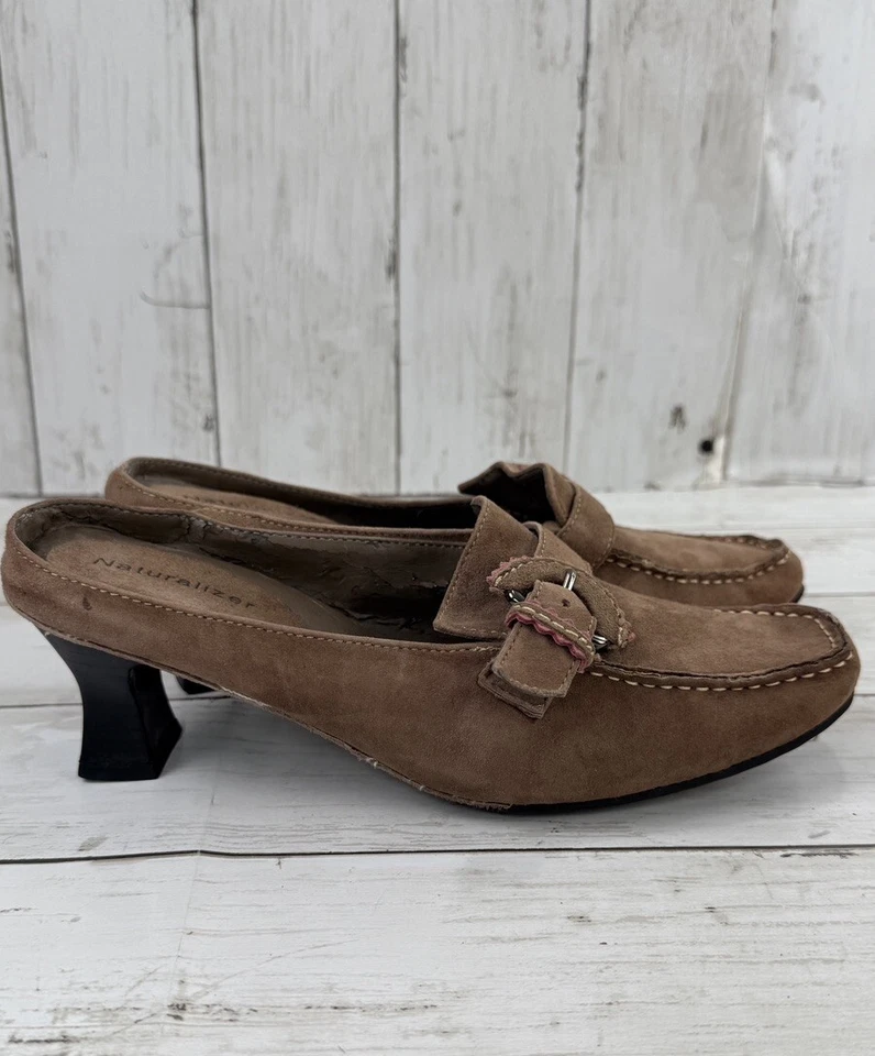 Mocasín Mocasín Naturalizador Y2K Gatito Tacones Cuero Marrón Hebilla Boho Talla 6.5 Foto 2 de 4