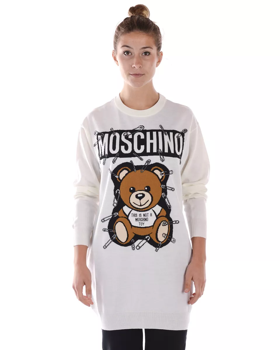 Vestito Moschino Dress A I Lana MADE IN ITALY Donna Bianco