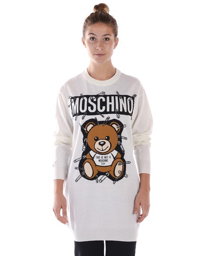 Vestito Moschino Dress A/I Lana MADE IN ITALY Donna Bianco V04935501 1001 |  eBay