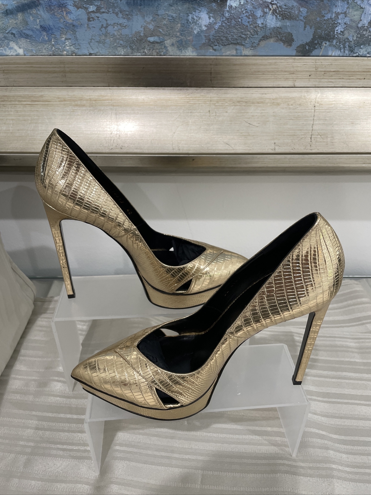 SAINT LAURENT Décolleté in rilievo YSL G Janis Lizard taglia 40 10 nuove con scatola