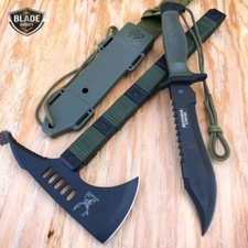 2PC Survival Tomahawk Tactical Throwing Hatchet Hunting AXE Knife Fixed Blade