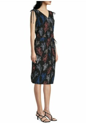 Liz Claiborne Women's Sleeveless A Line Dress Navy Coral Size Small