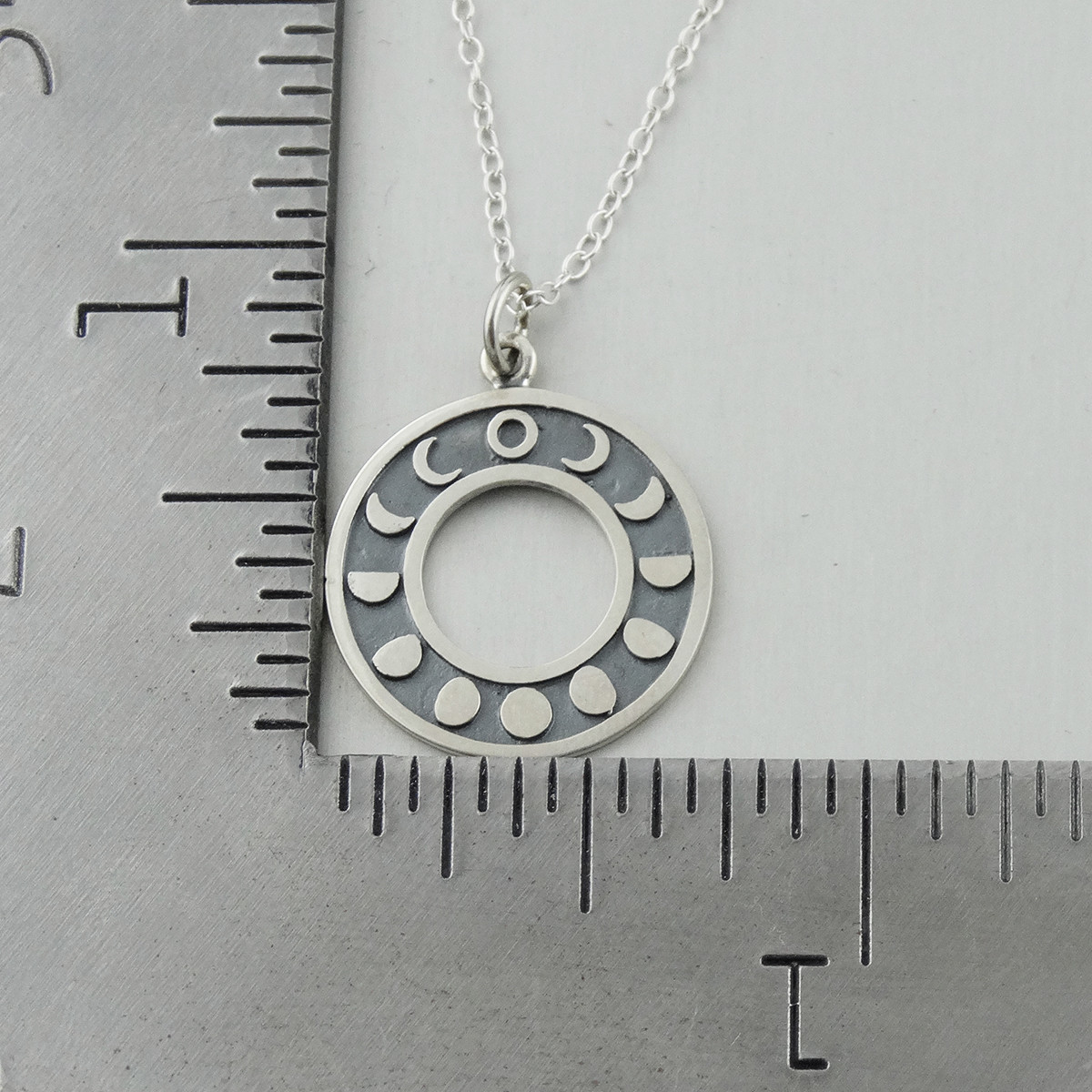 Moon Phases Pendant Necklace - 925 Sterling Silver Earth Lunar Eclipse ...