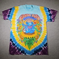 Liquid Blue Y2K Grateful Dead Inspiration TyeDie Tshirt Sz M Bears Sunflowers 06