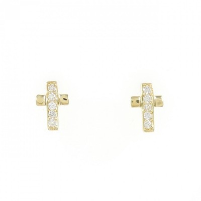 Authentic K18YG Cross Diamond Earrings 0.10CT  #270-003-880-1539