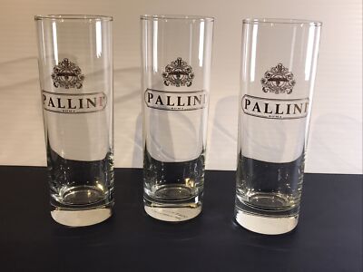 Pallini Roma Tall Highball Cocktail Italian Liqueur Gold Logo Glasses Set Of 3