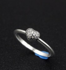 Fashion Women 925 Sterling Silver Vintage CZ Heart Love Silver Ring Size 6-8